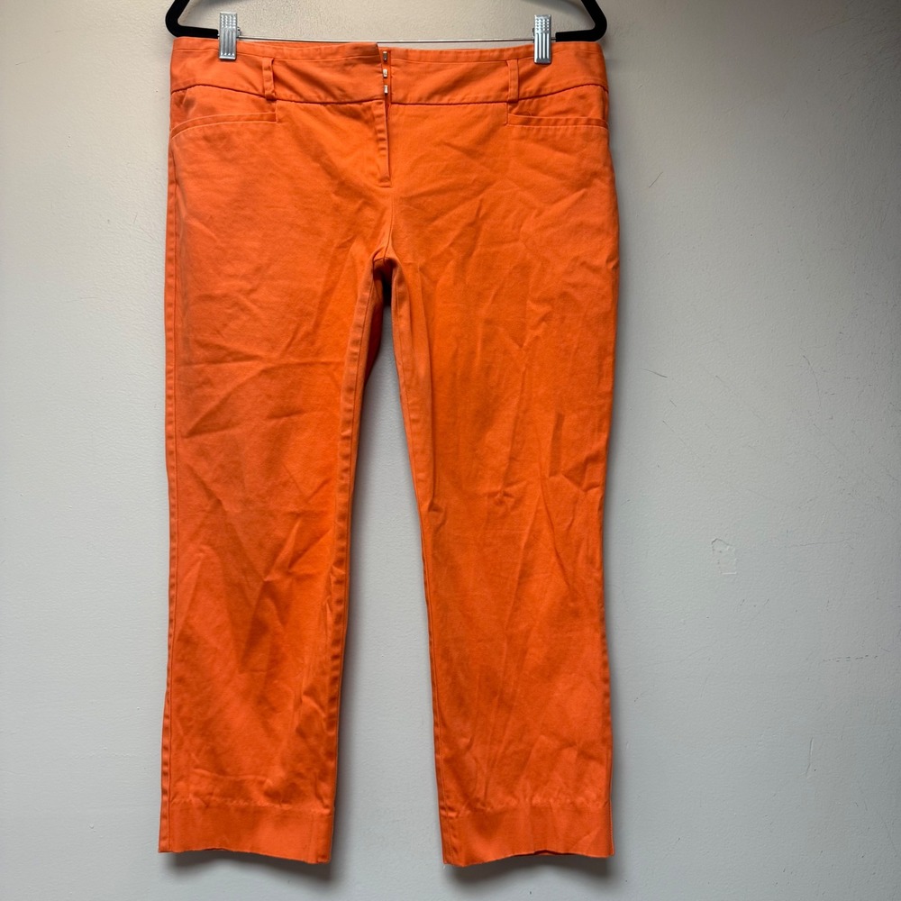 The Limited Pants Women 12 Orange Excellent Drew Fit Cropped Cotton Stretch 9432